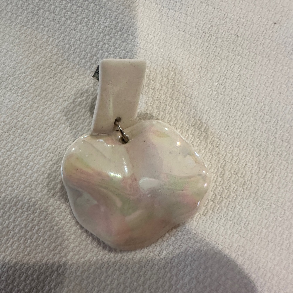 Iridescent White Porcelain Bohemian Handmade Earrings - Picture 3 of 4